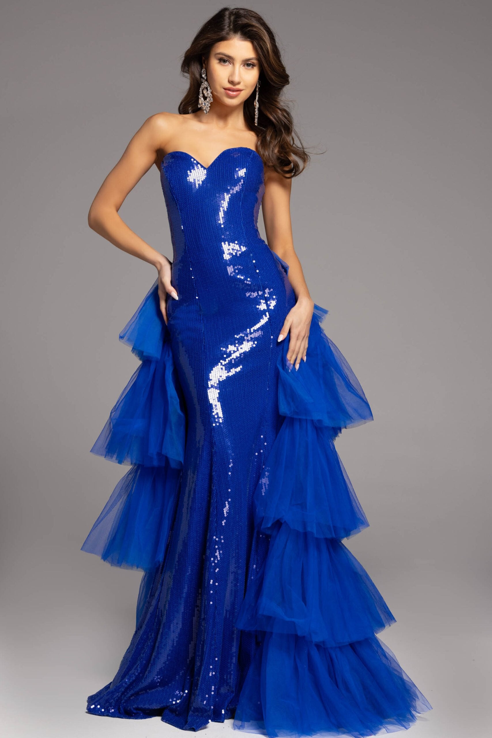 Jovani -24554 Tulle Sweetheart Ruffled Prom Dress