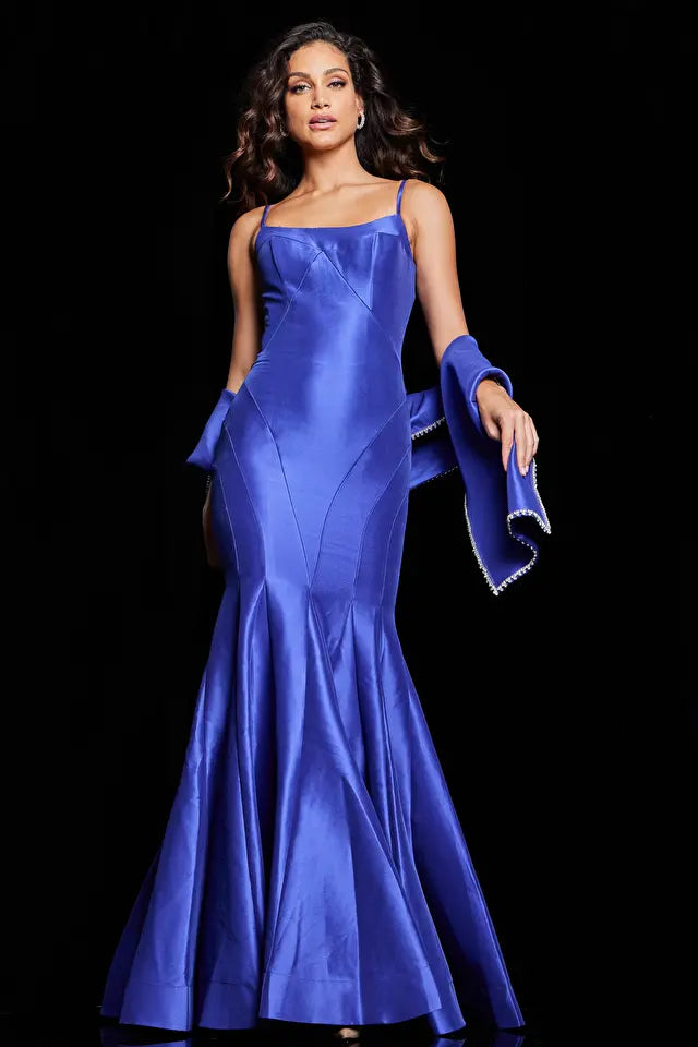 Jovani -24642B Spaghetti Strap Scoop Trumpet Dress