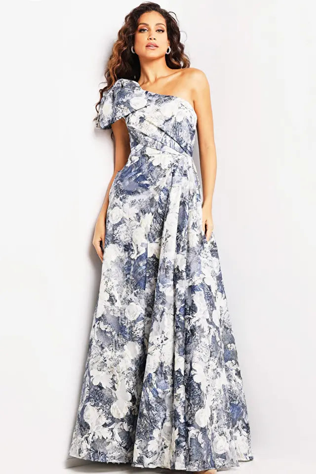 Jovani -25663B One-Sleeve Side Pockets A-line Dress