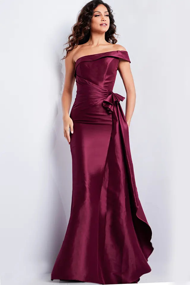 Jovani -25831B Ruched Waist Straight Evening Gown