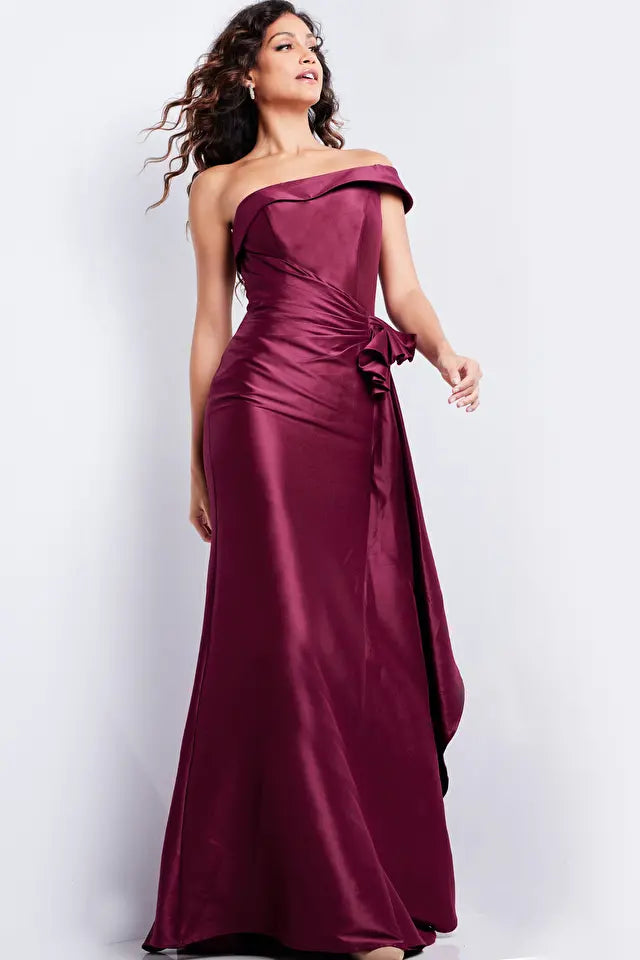 Jovani -25831B Ruched Waist Straight Evening Gown