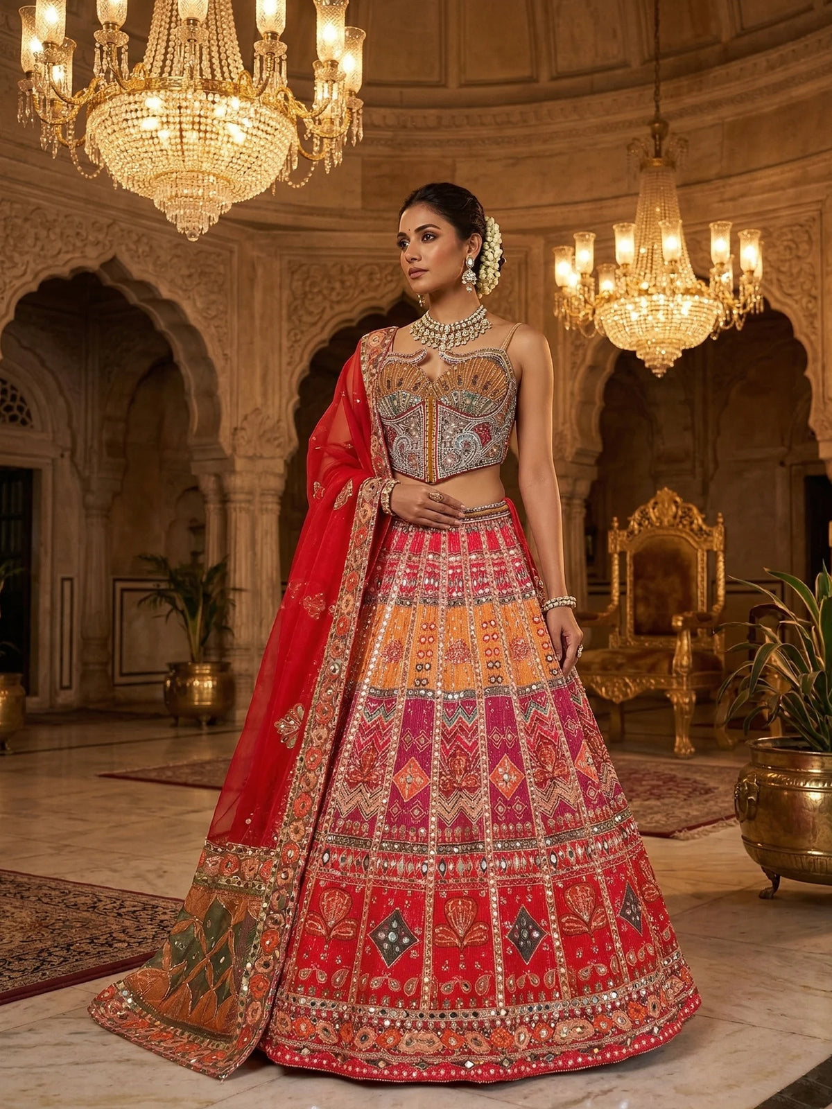 MyFashion KLS-2590 Multicolor Gul-e-Rang Shahi Sitara Lehenga