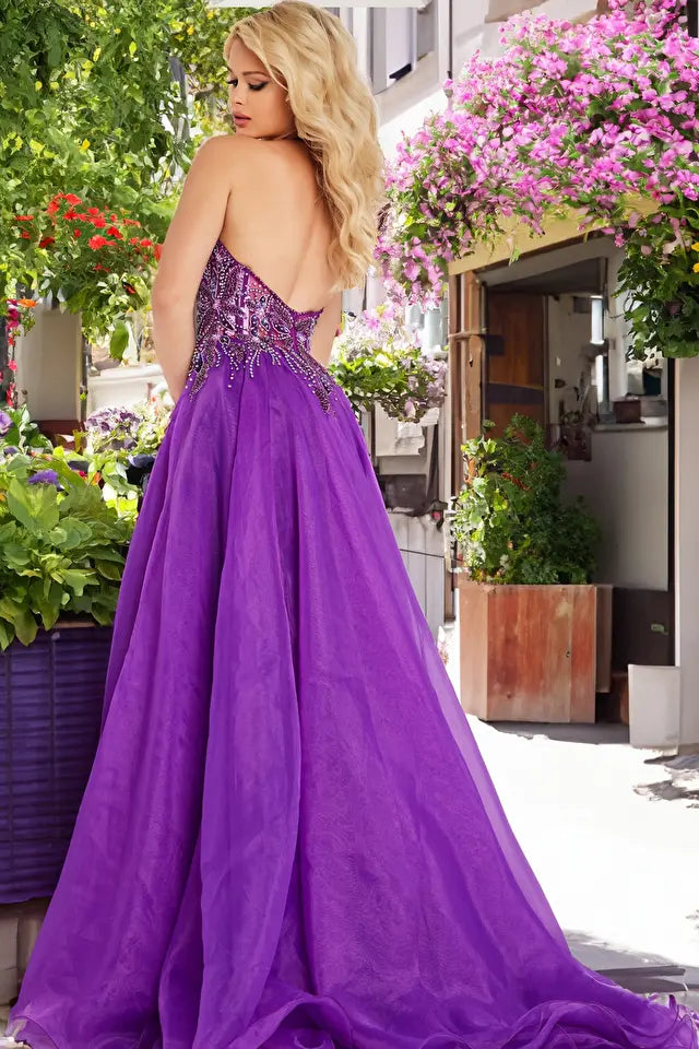 Jovani -25964 Organza Halter Beaded Prom Gown