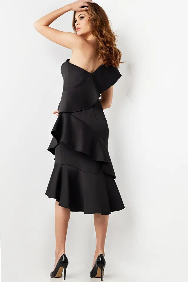 Jovani -25971B Knee Length Ruffled Cocktail Dress