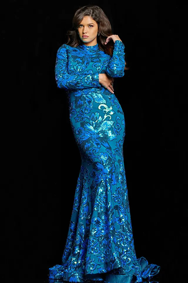 slim fit dress slacks Jovani Plus-Size Sequin Mermaid Prom Dress main image 0