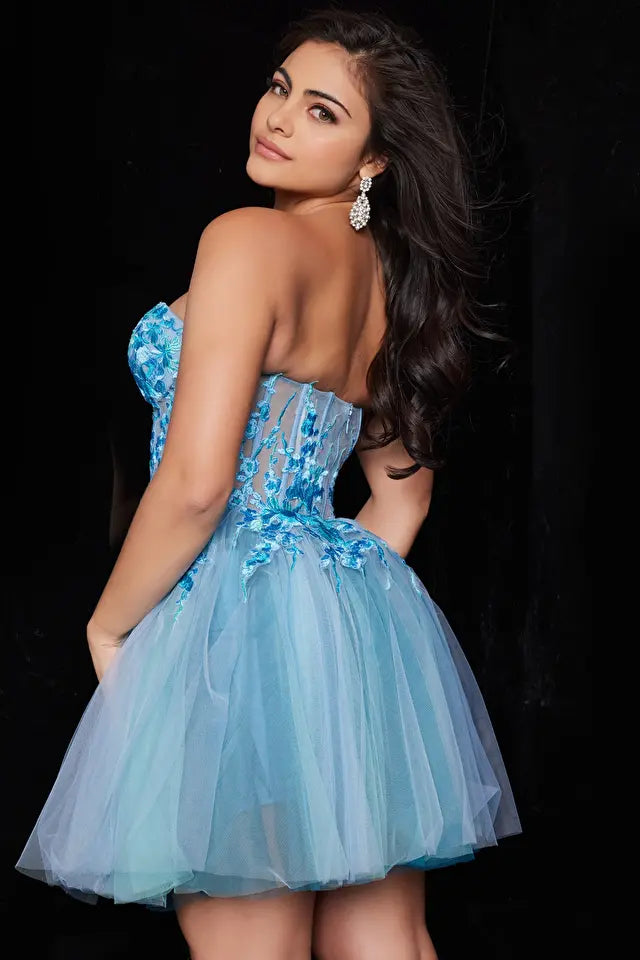 Jovani -26094 Sheer Corset Homecoming Short Prom Dress