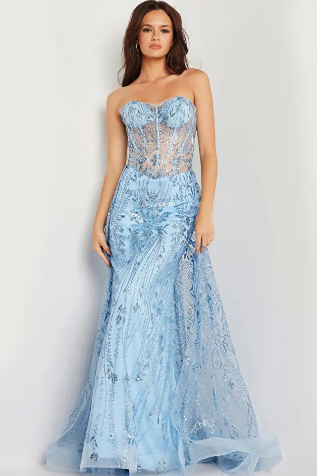 Jovani -26113 Strapless Illusion Corset Prom Gown