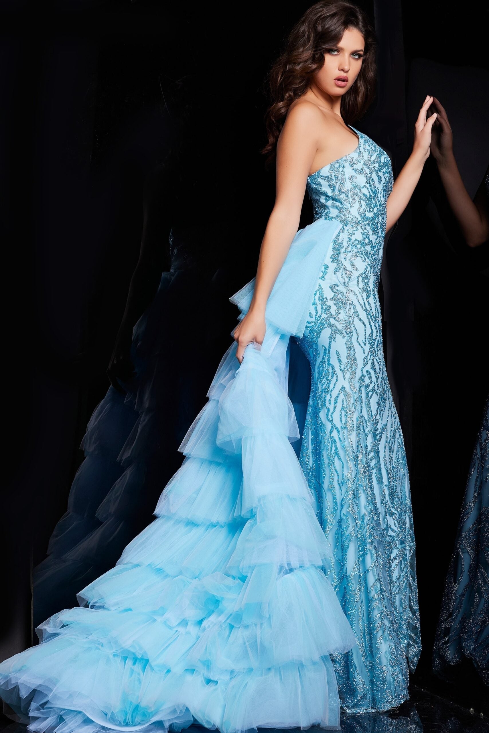 Jovani -26119 Strapless Embellished Tulle Prom Dress