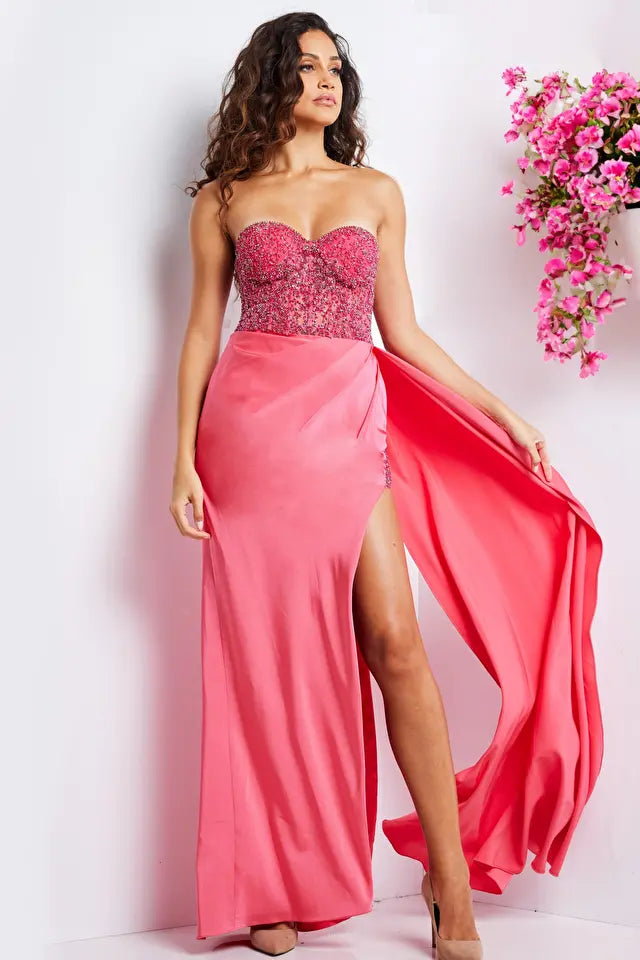 Jovani -26165 Beaded Bodice Sheath Prom Gown