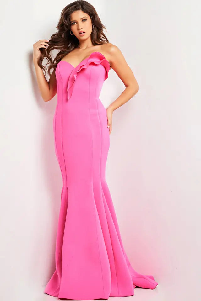 Jovani -26200B Strapless Ruffle Sweetheart Evening Dress