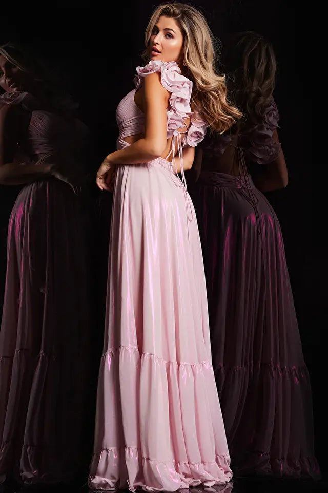 Jovani -26248 Floral Crisscross Bodice Prom Dress