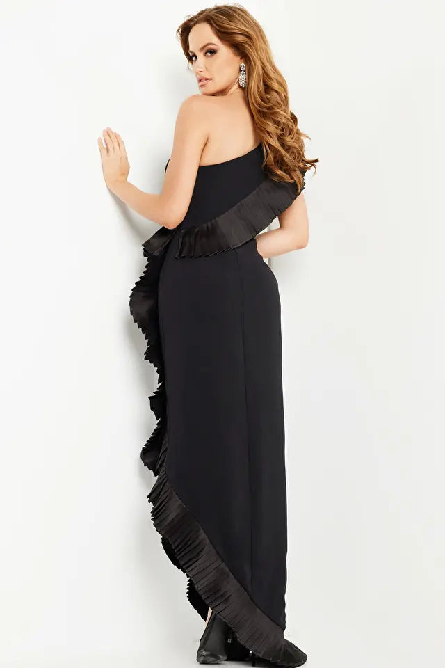 Jovani -26160B Sheath Asymmetric Tulip Hem Dress
