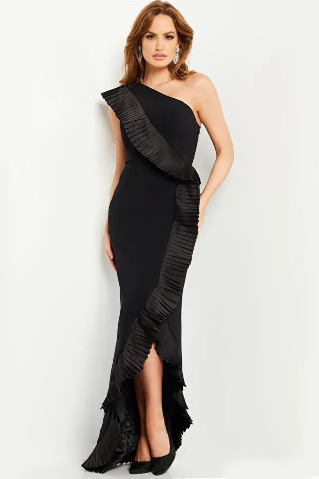Jovani -26160B Sheath Asymmetric Tulip Hem Dress