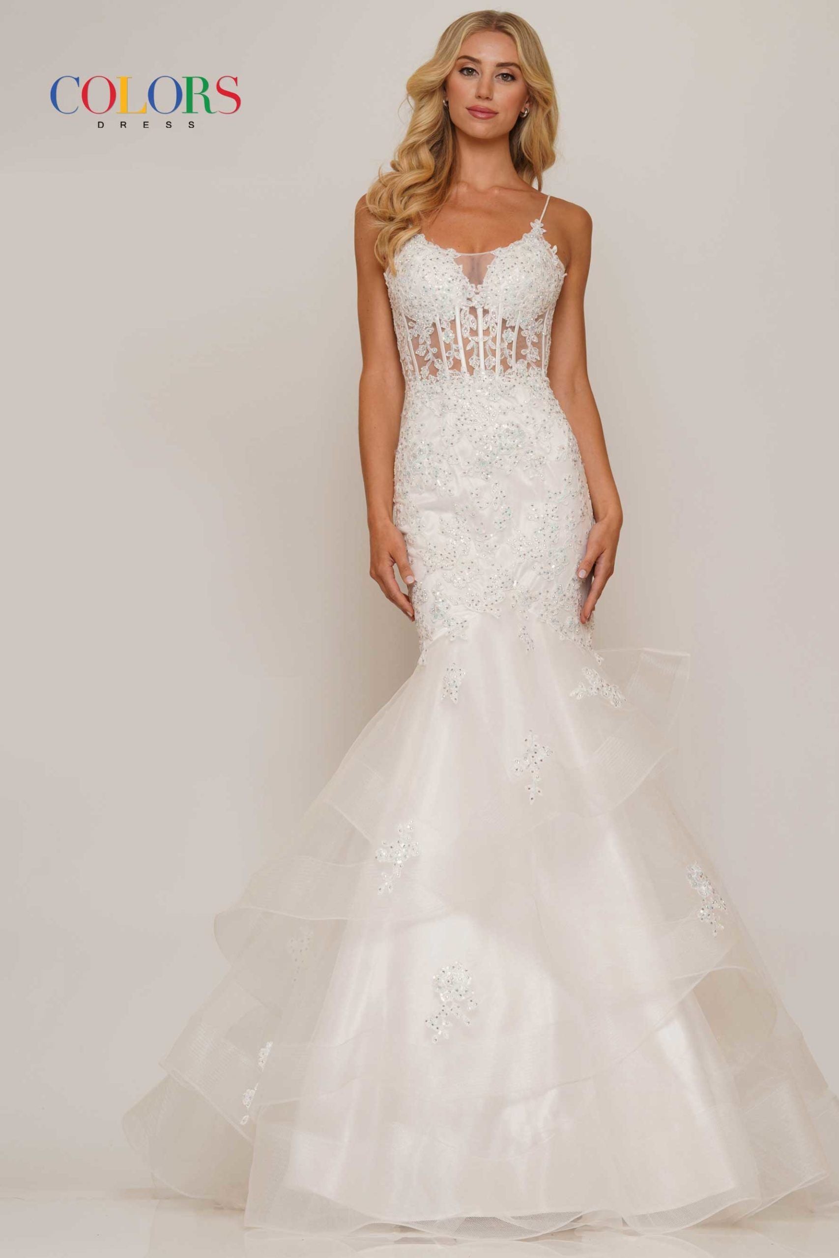 Clearance Sale Colors Dress -2899CL Beaded Applique Corset Prom Gown