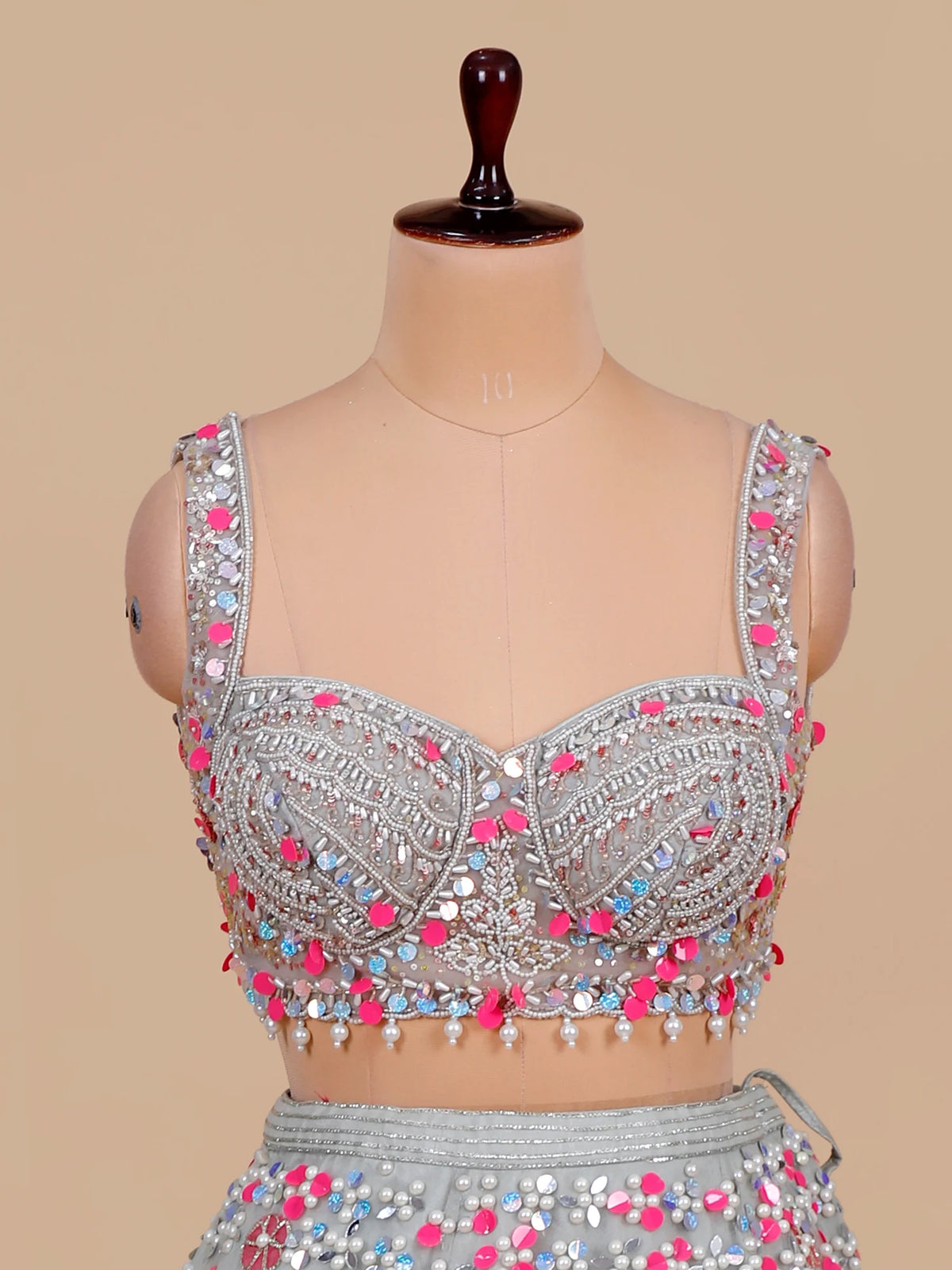 MyFashion KLS-2679 Evening Grey Net Lehenga with Mirror Aplique Work