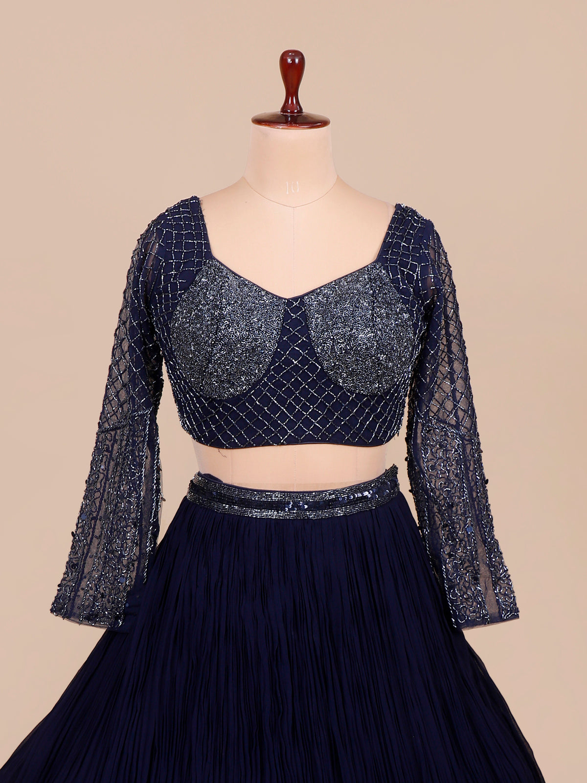 MyFashion KLS-2476 Airforce Blue Imperial Wave Georgette Lehenga