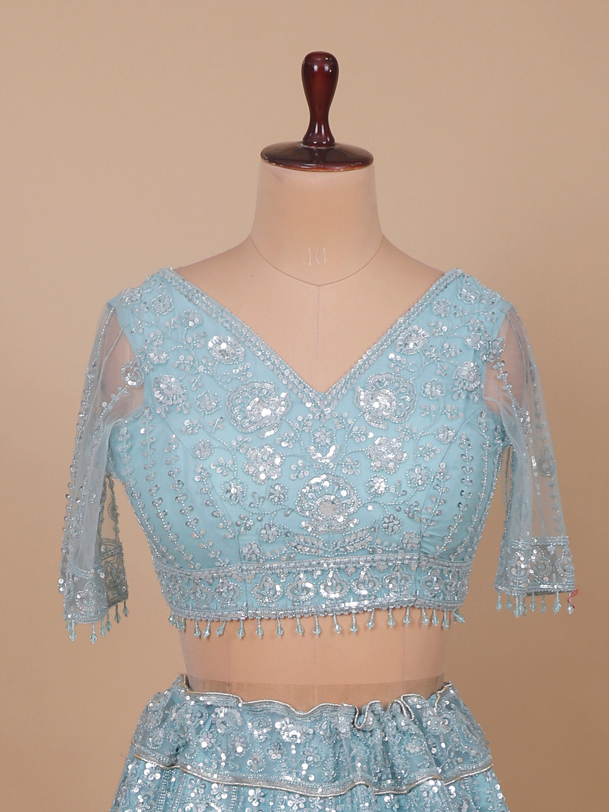 MyFashion KLS-2562 Sky Blue Chaandni Noor Lehenga With Sequins Beads Handwork
