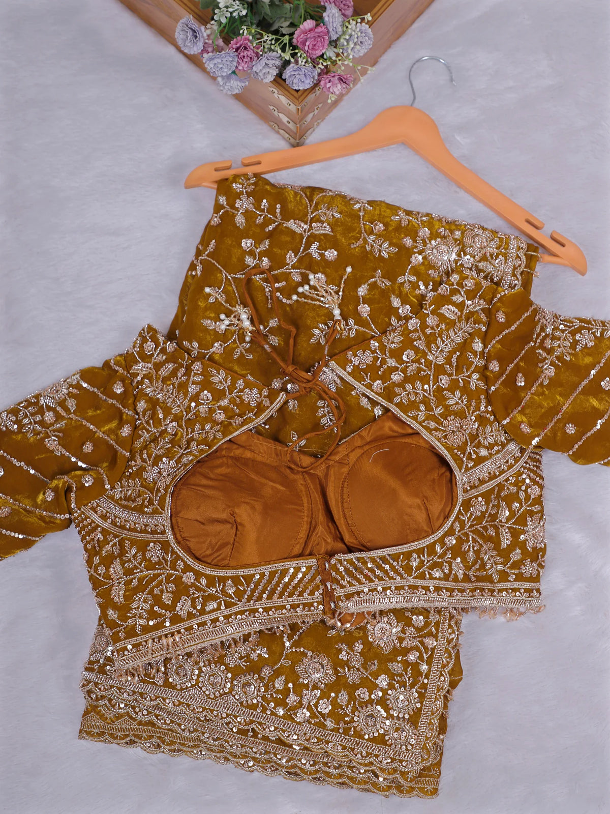 MyFashion KLS-2684 Sunset Alloy Mustard Bronze Tissue Saree With Beaded Finish