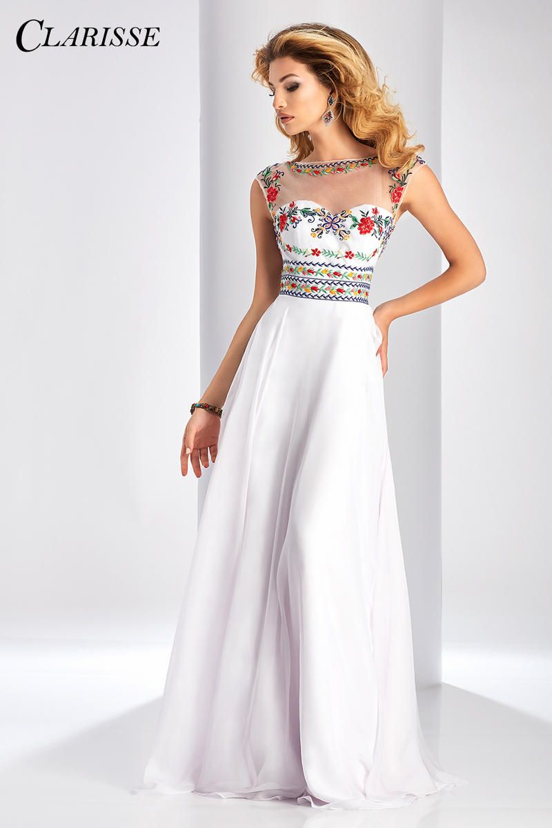Clarisse -3050 Floral A-Line Evening Dress