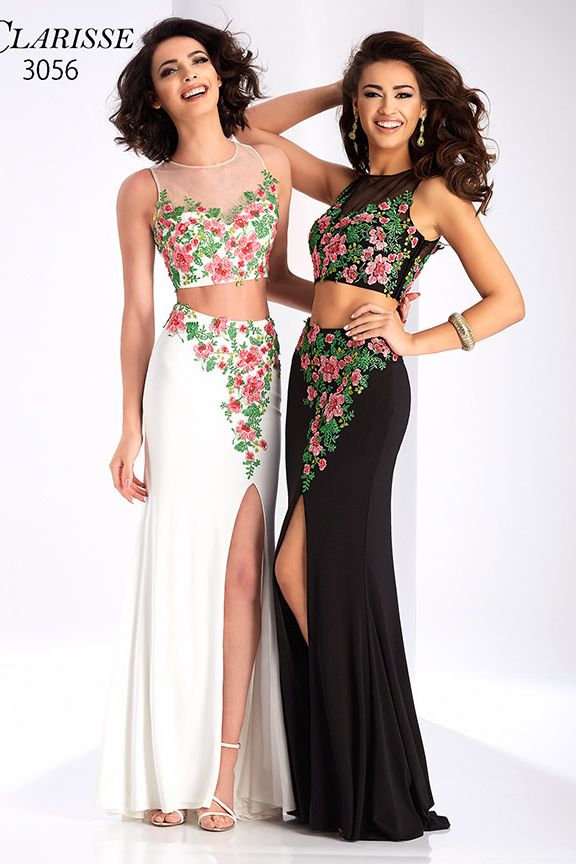 Clarisse -3056 Floral Illusion Jewel Sheath Dress