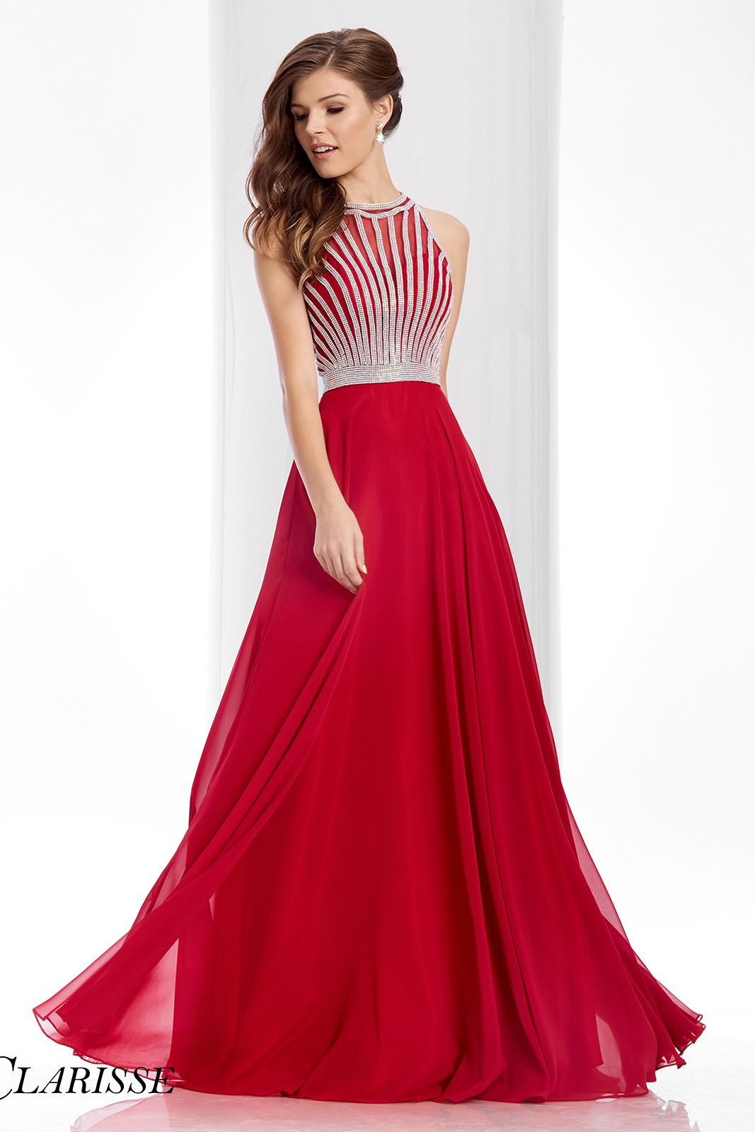Clarisse -3068 Chiffon Halter Prom Dress