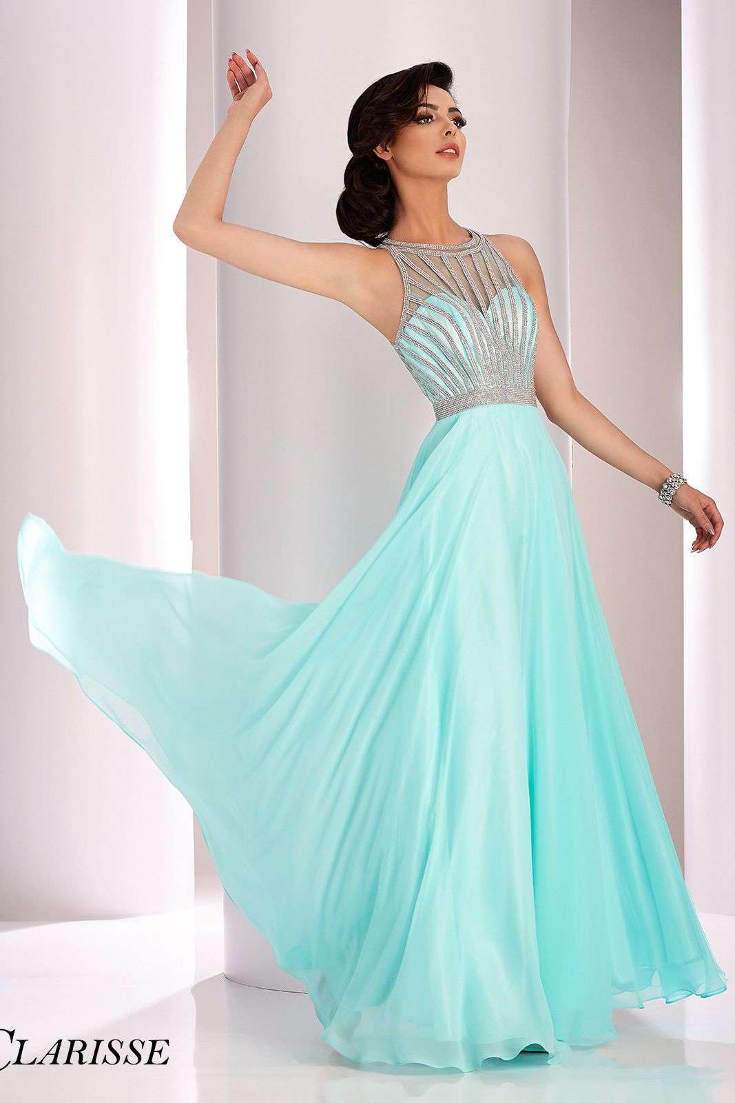 Clarisse -3068 Chiffon Halter Prom Dress