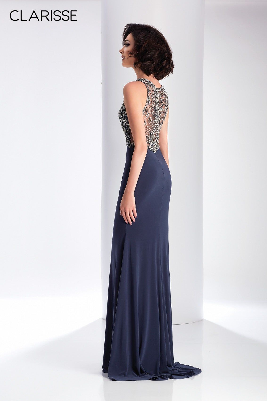 Clarisse -3075 Beaded Knit Prom Dress