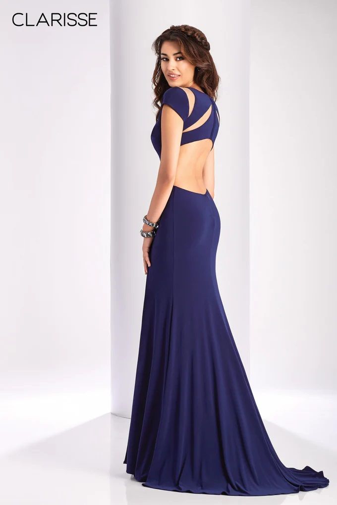 Clarisse -3089 Sheer Cutout Evening Slit Gown