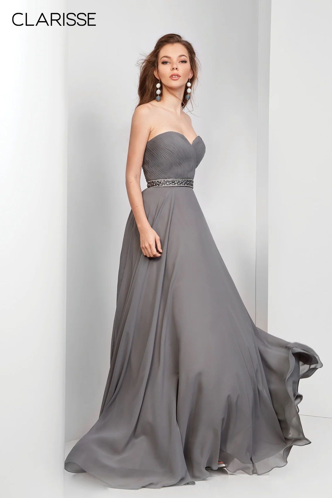 Clarisse -3428 Strapless A-Line Chiffon Gown