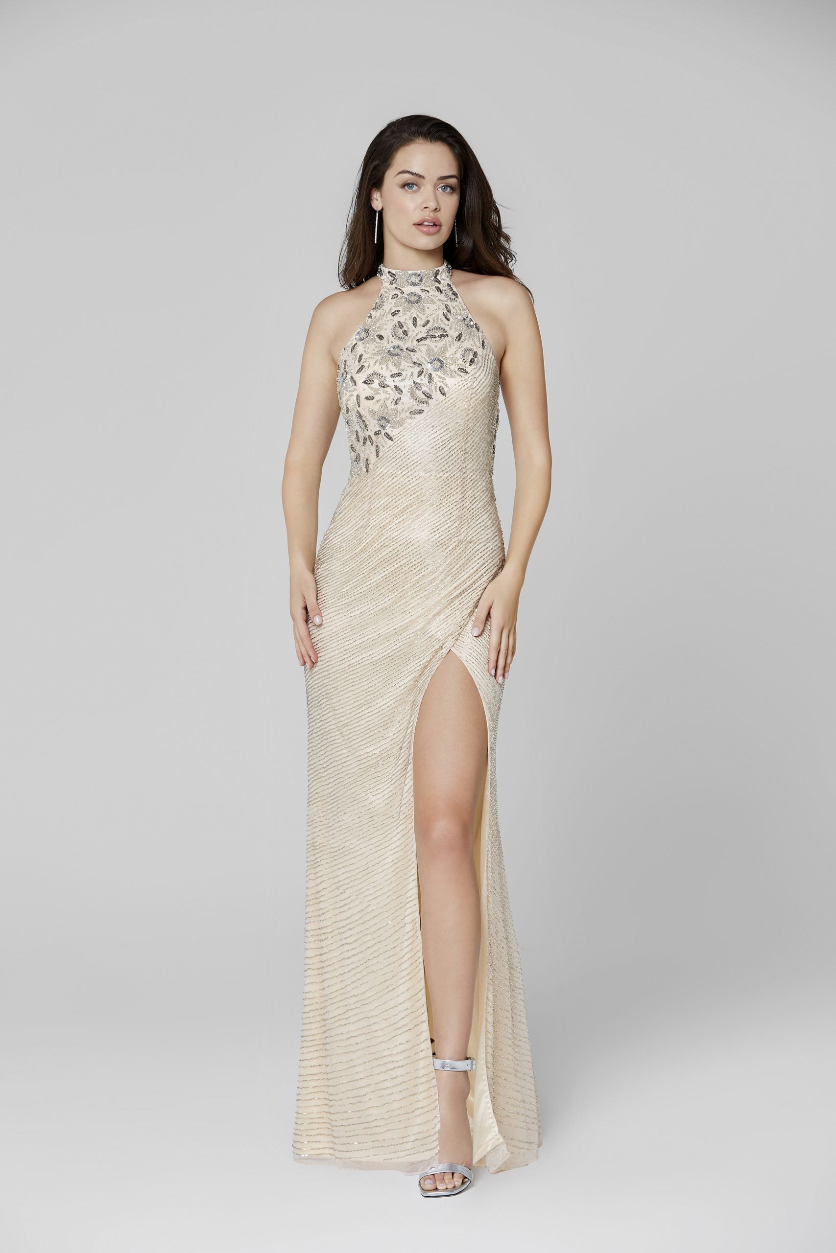 Primavera Couture -3448 Sequin Beaded Halter Prom Dress
