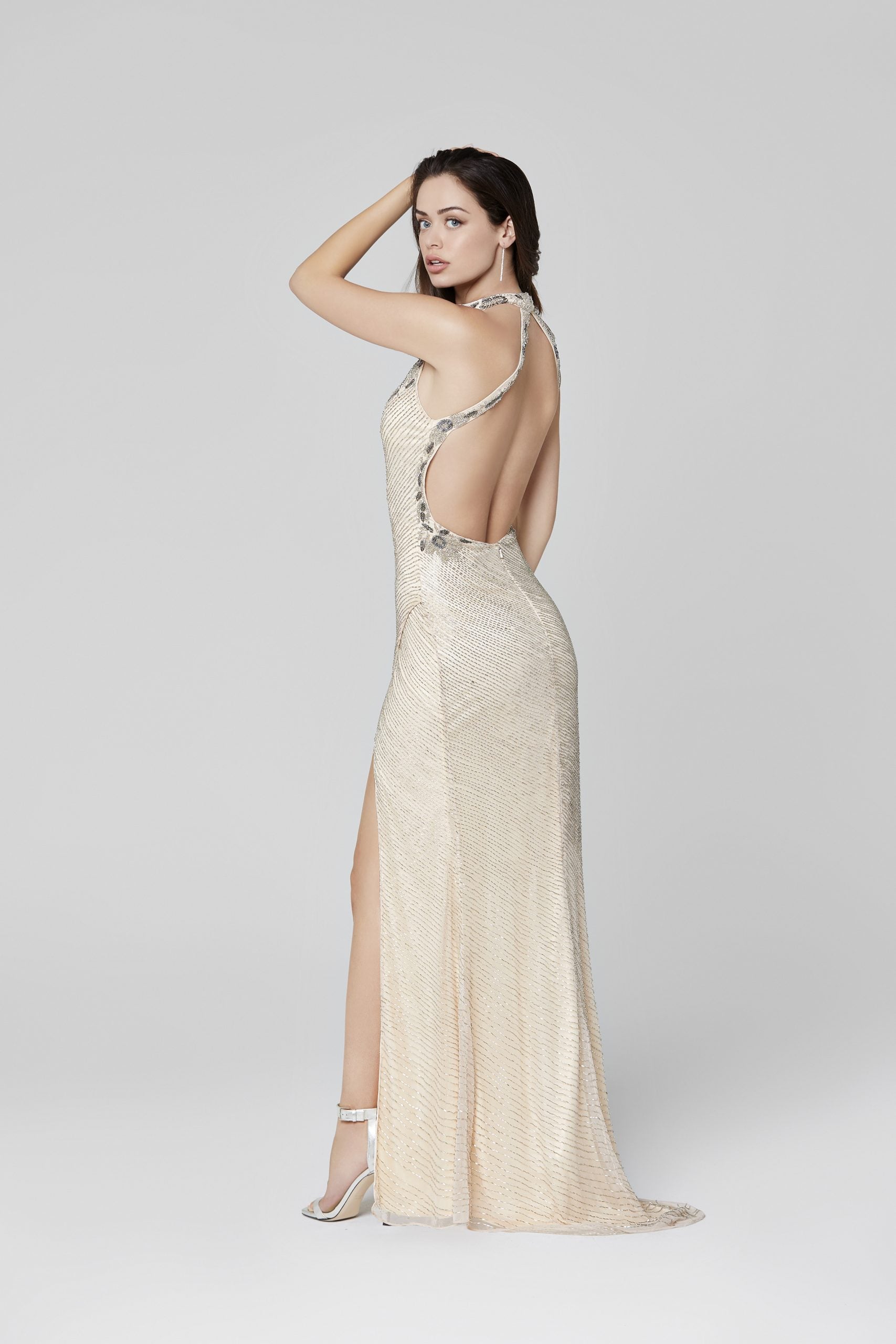Primavera Couture -3448 Sequin Beaded Halter Prom Dress