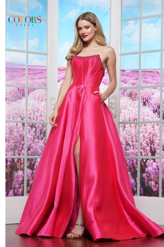 Colors Dress -3478 Strapless Corset Bodice Mikado Ball Gown