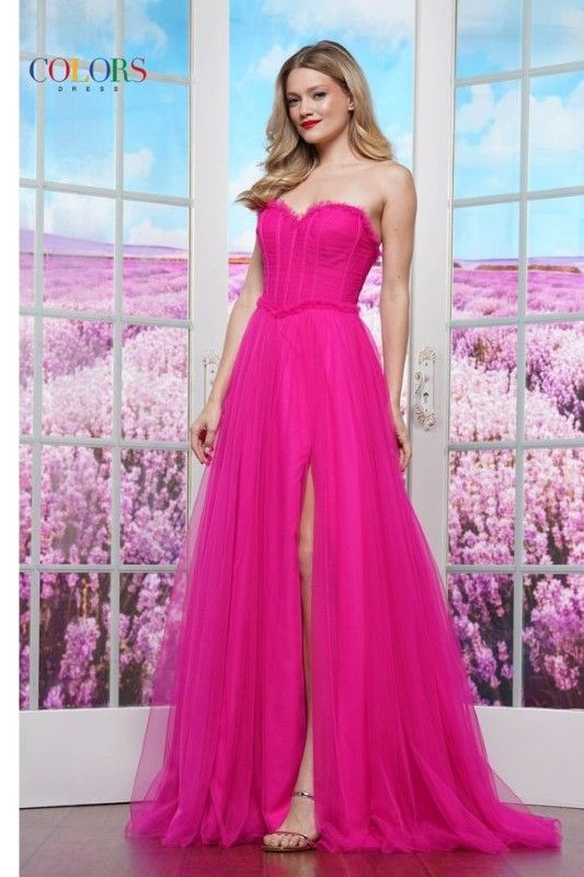 Colors Dress -3486 Ruched Bodice Tulle Ball Gown