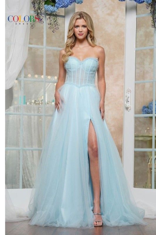 Colors Dress -3486 Ruched Bodice Tulle Ball Gown
