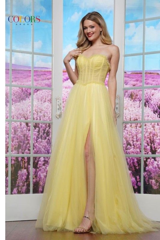 Colors Dress -3486 Ruched Bodice Tulle Ball Gown