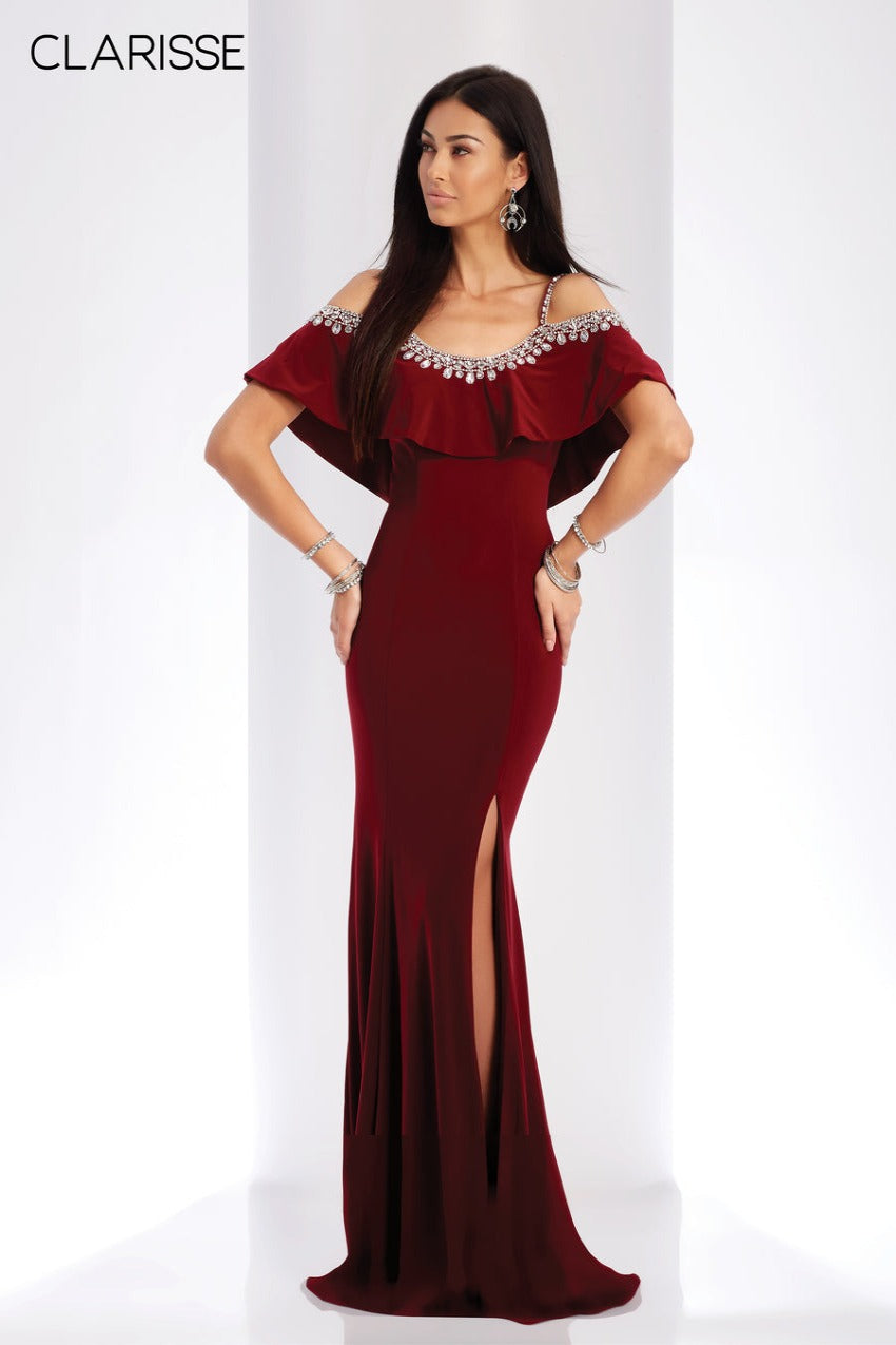 Clarisse -3497 Ruffle Bodice Sheath Dress