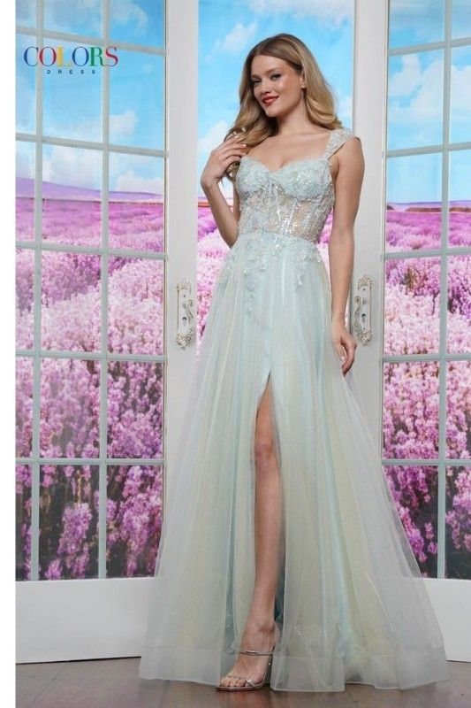 Colors Dress -3498 Embellished Off Shoulder A-Line Dress