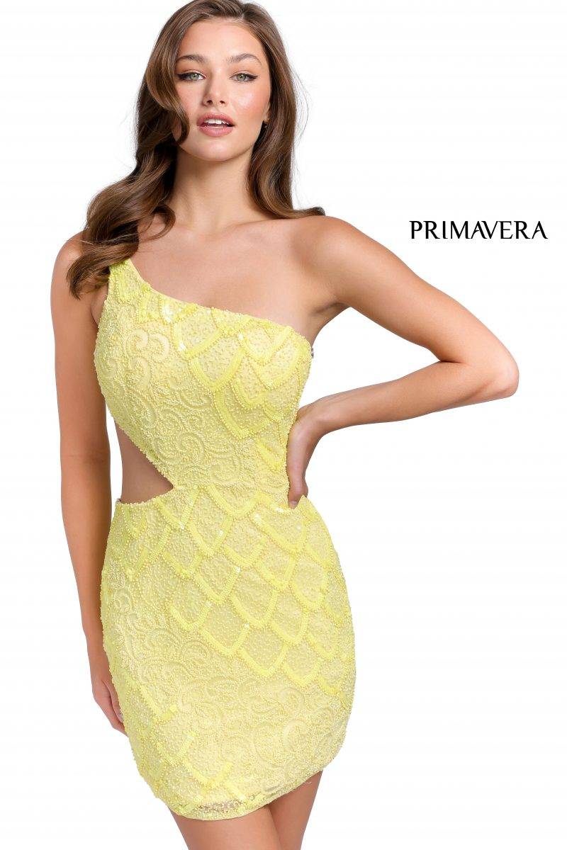 Asymmetrical Neckline Beaded Cocktail Dress 03 By Primavera Couture -3504