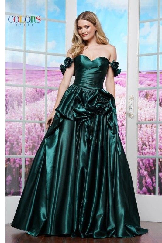 Colors Dress -3521 Off Shoulder Embellished Satin Ball Gown