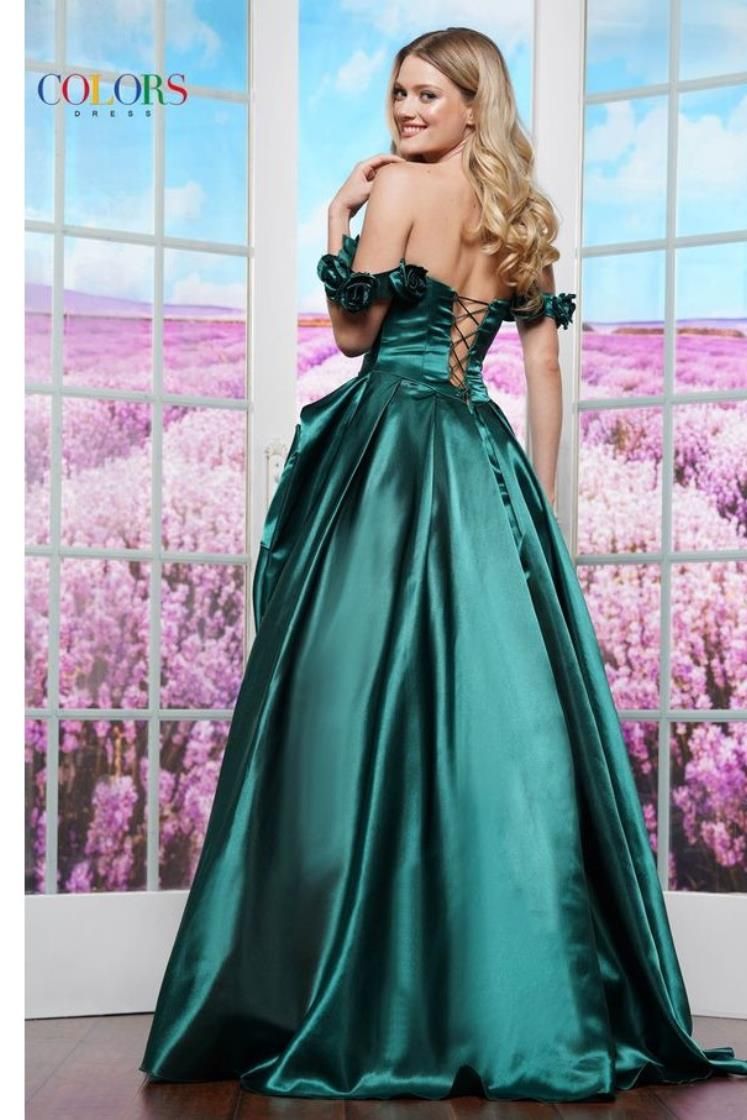 Colors Dress -3521 Off Shoulder Embellished Satin Ball Gown