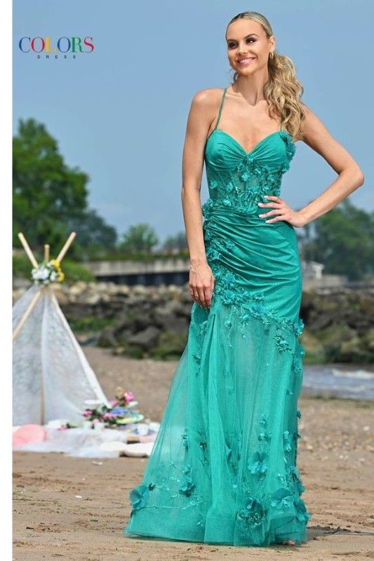 Colors Dress -3552 Sweetheart Corset Bodice 3D Floral Mermaid Dress