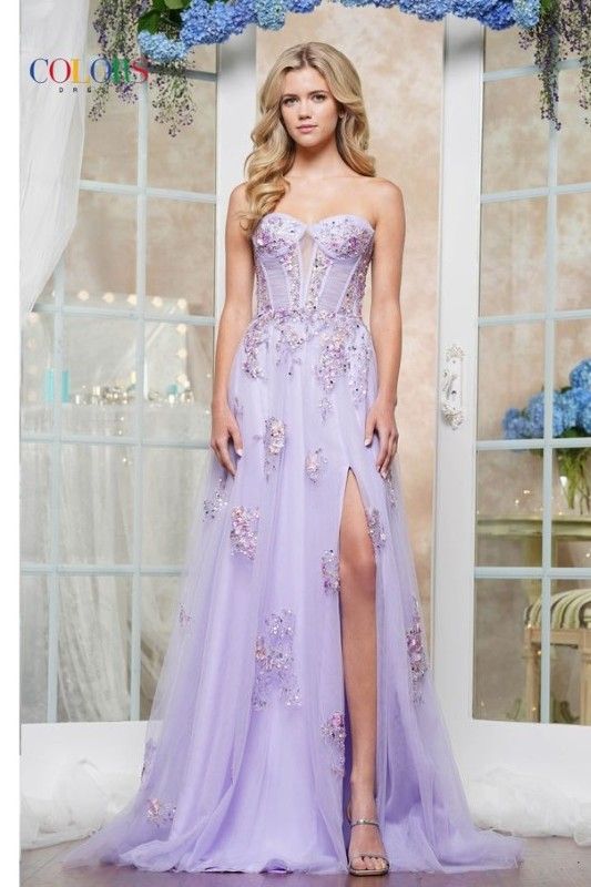 Colors Dress -3575 3D Floral Lace Applique A-Line Dress