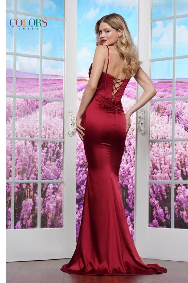 Colors Dress -3605 Sweetheart Corset Bodice Ruched Sheath Dress