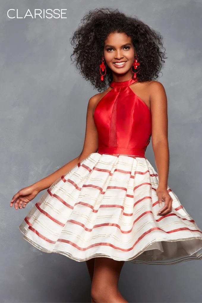 Clarisse -3632 High Halter Mikado A-line Dress