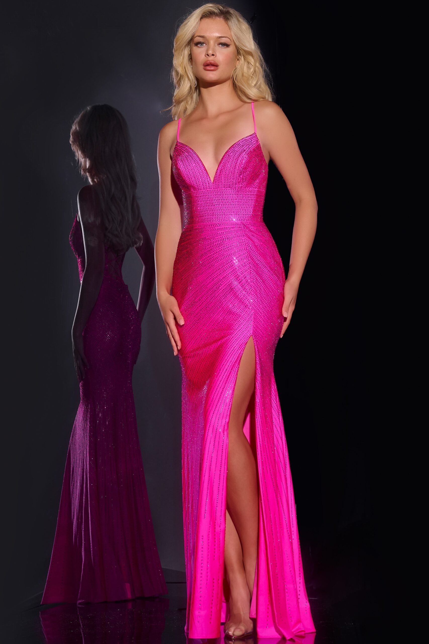 Jovani -36403B Embellished V-Neck Sheath Dress