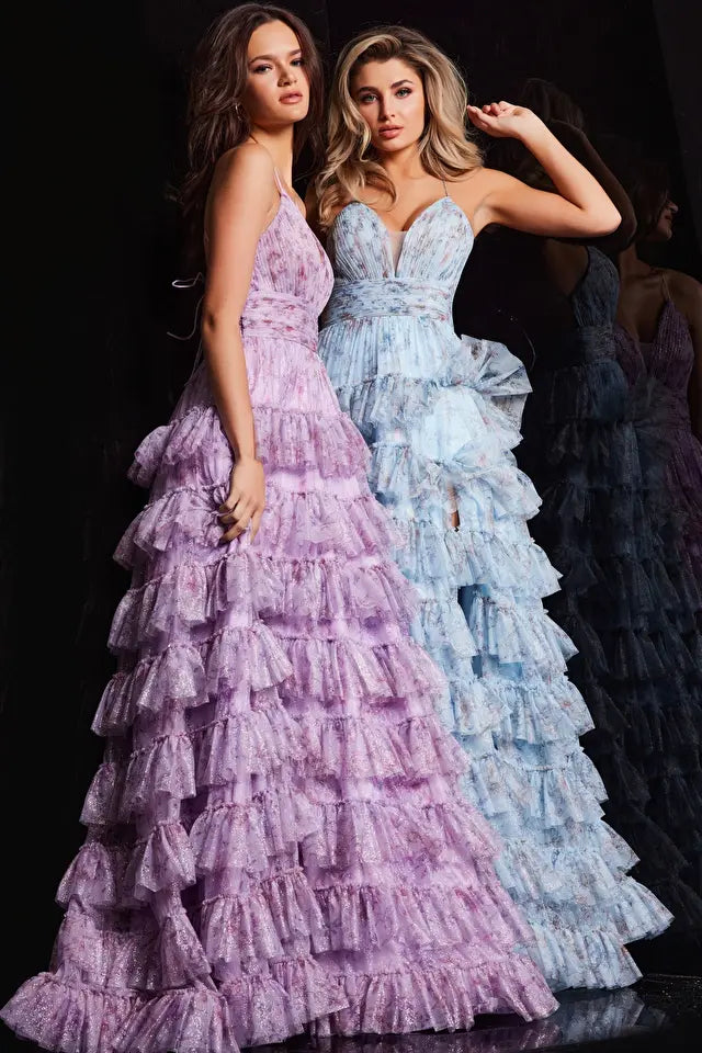 Jovani -36571 Floral Mesh A-Line Prom Dress