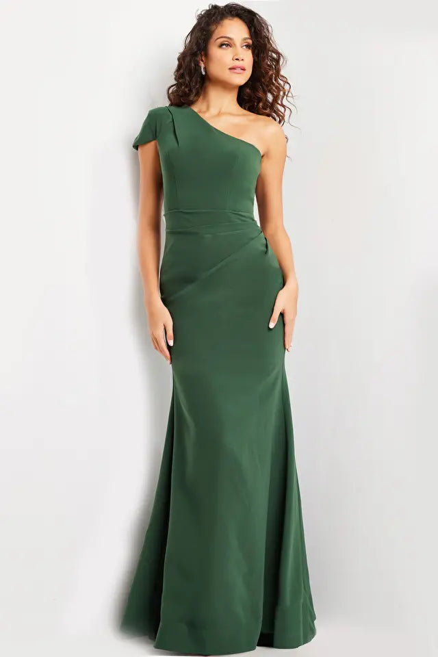 Jovani -36699B Cap Sleeve Asymmetrical Bodice Evening Dress