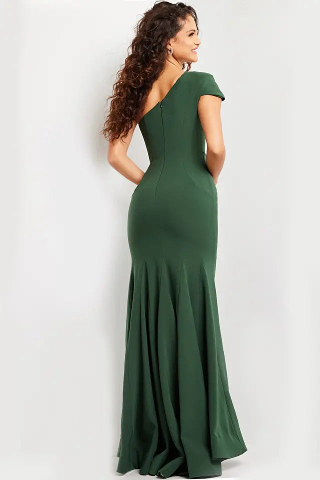 Jovani -36699B Cap Sleeve Asymmetrical Bodice Evening Dress