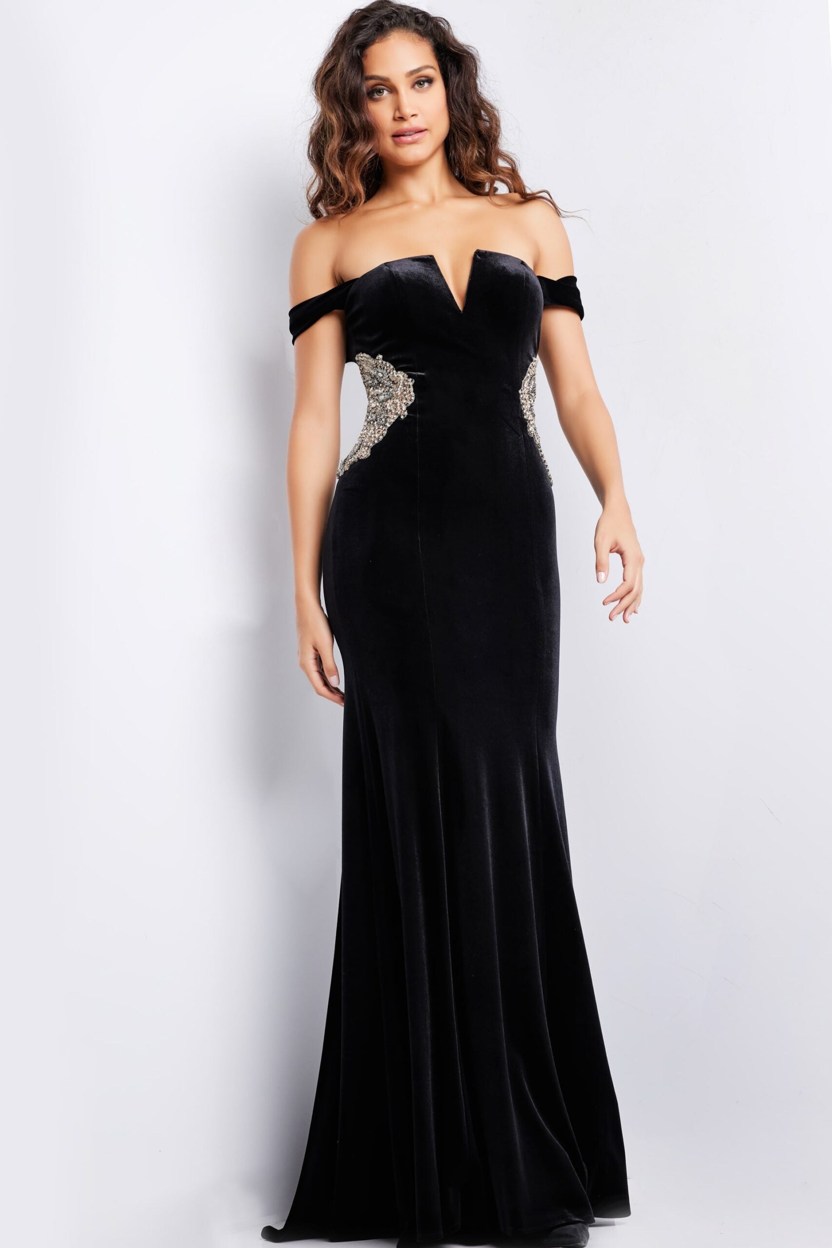 Jovani -36733 Beaded Appliqued Evening Gown