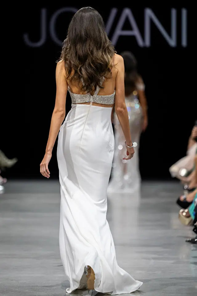 Jovani -36857 Jersey Crystal Halter Prom Dress